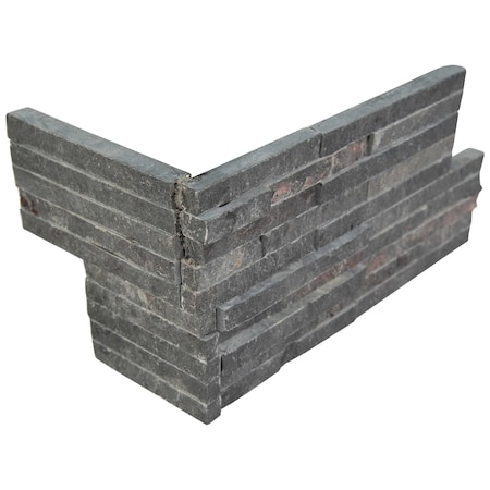 Msi Charcoal Pencil Splitface Ledger Corner  6 in.  X 18 in.  Slate Wall Tile, 6PK ZOR-PNL-0123